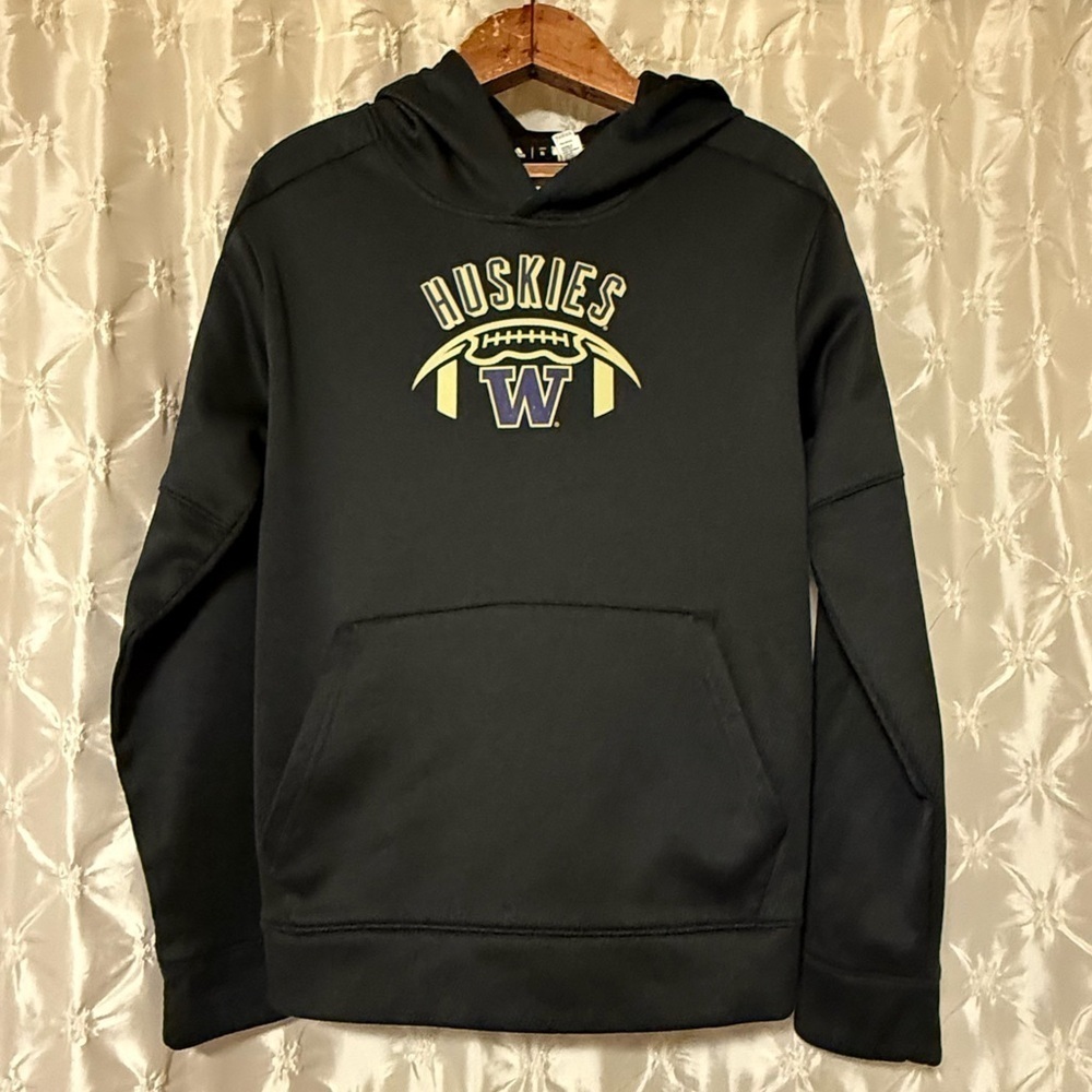 Adidas Black University of Washington Football Hoodie Sweatshirt UW Huskies